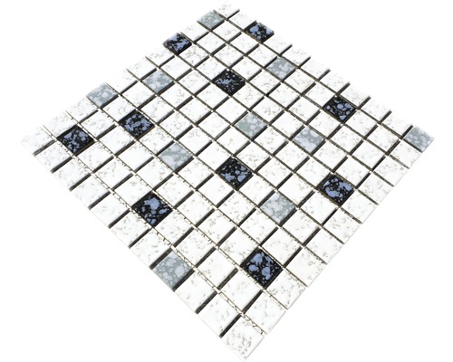 Mozaïek vierkant wit zwart blauw 30,5 cm x 30,5 cm x 5 mm
