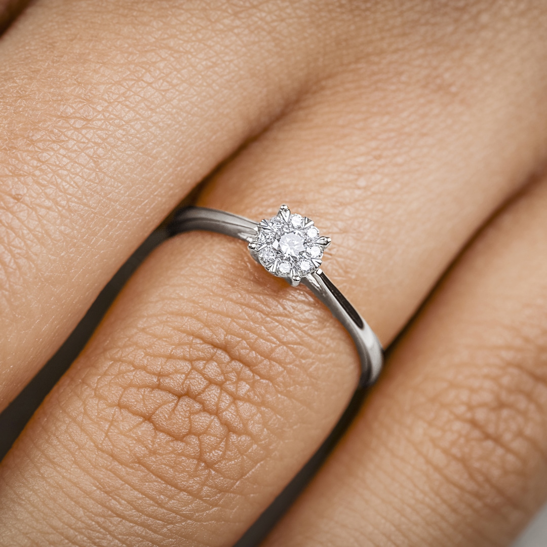 Verlobungsring 750/18 K Weissgold mit Diamanten 0.15 ct H/si by CHRISTIAN
