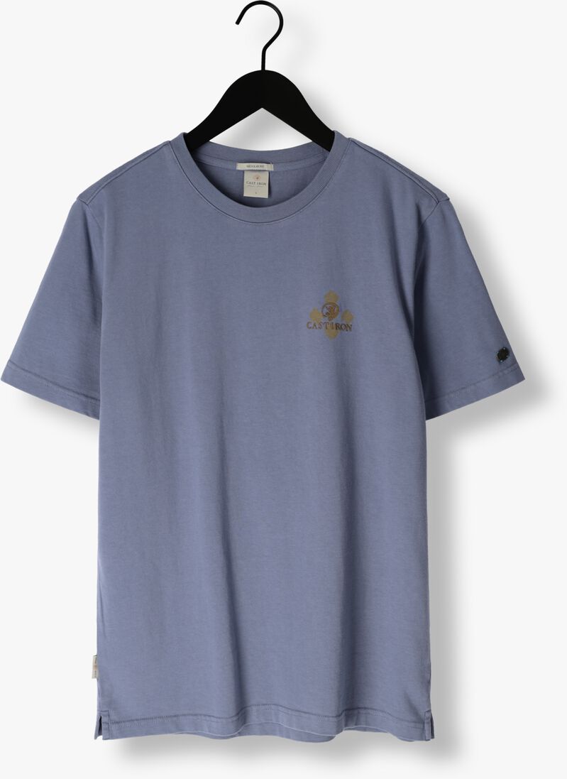 CAST IRON blauwe cast iron t-shirt short sleeve r-neck regular fit cotton