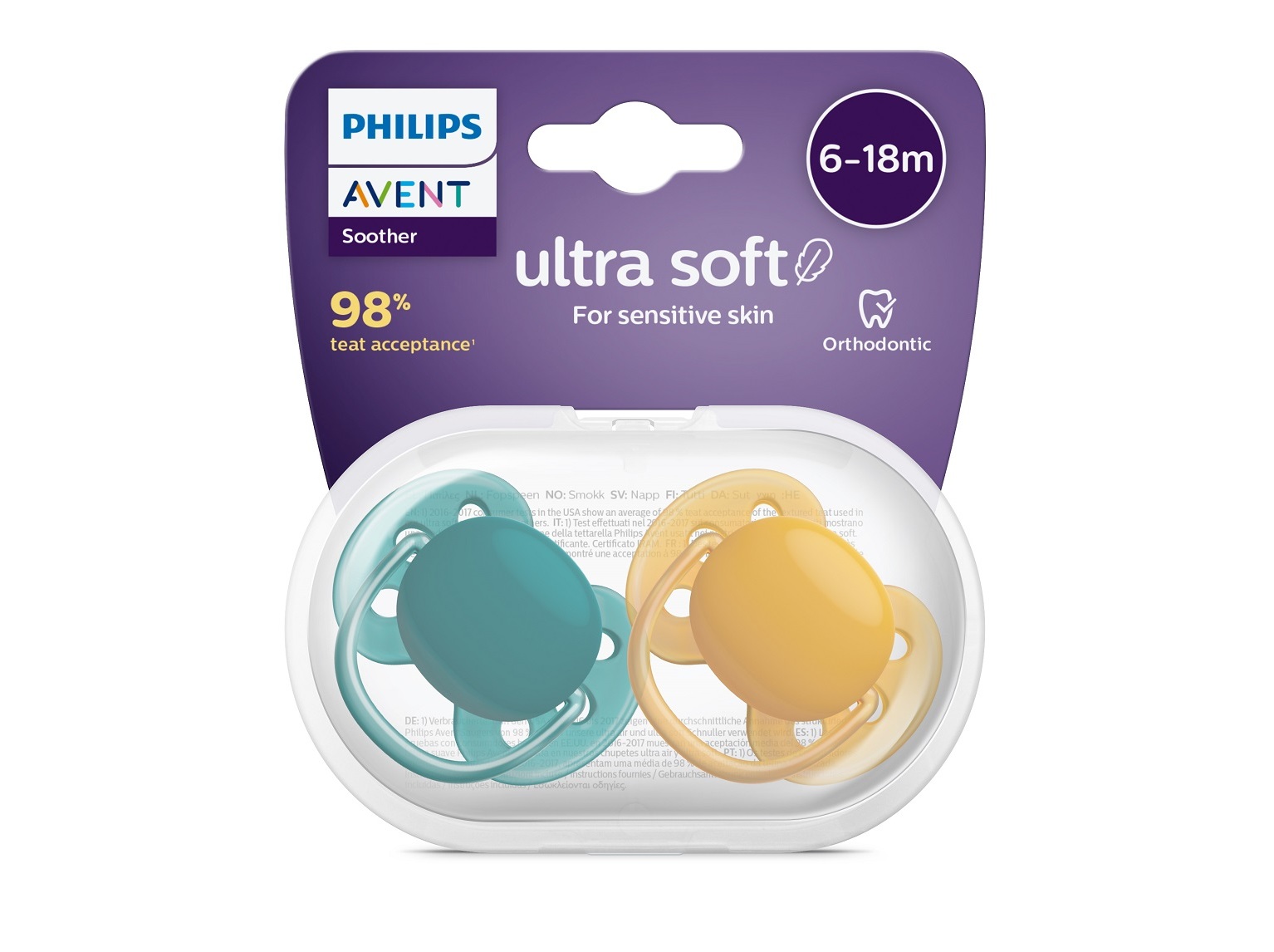 CHUPETA AVENT ULTRA SOFT LISA VE O 6-18M 2UN