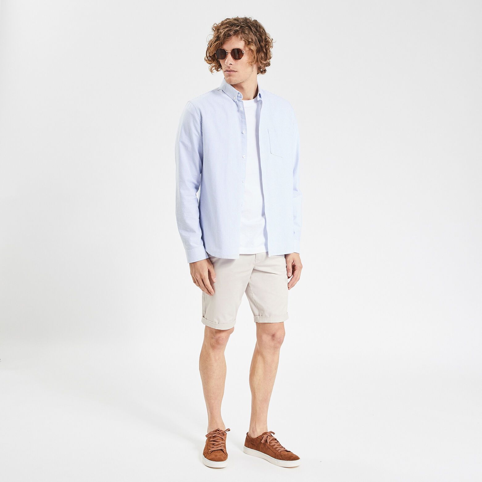 Bermuda chino uni avec ceinture Beige