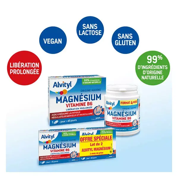 Alvityl Magnésio Vitamina B6 de Liberação Prolongada, indicado para maiores de 12 anos, 45 comprimidos