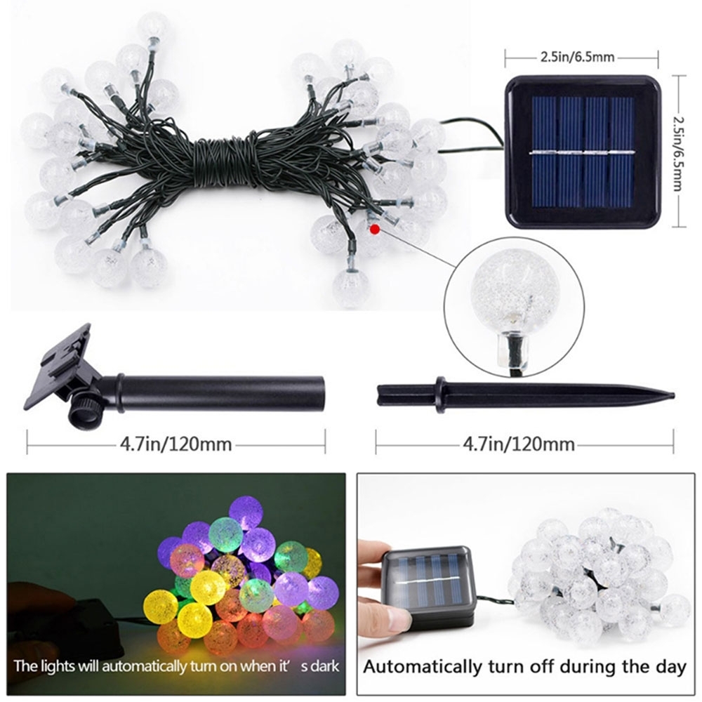 (5m) 50 LED's Deko Solar Lichterkette Kugeln Outdoor Beleuchtung IP65 - Kaltweiss