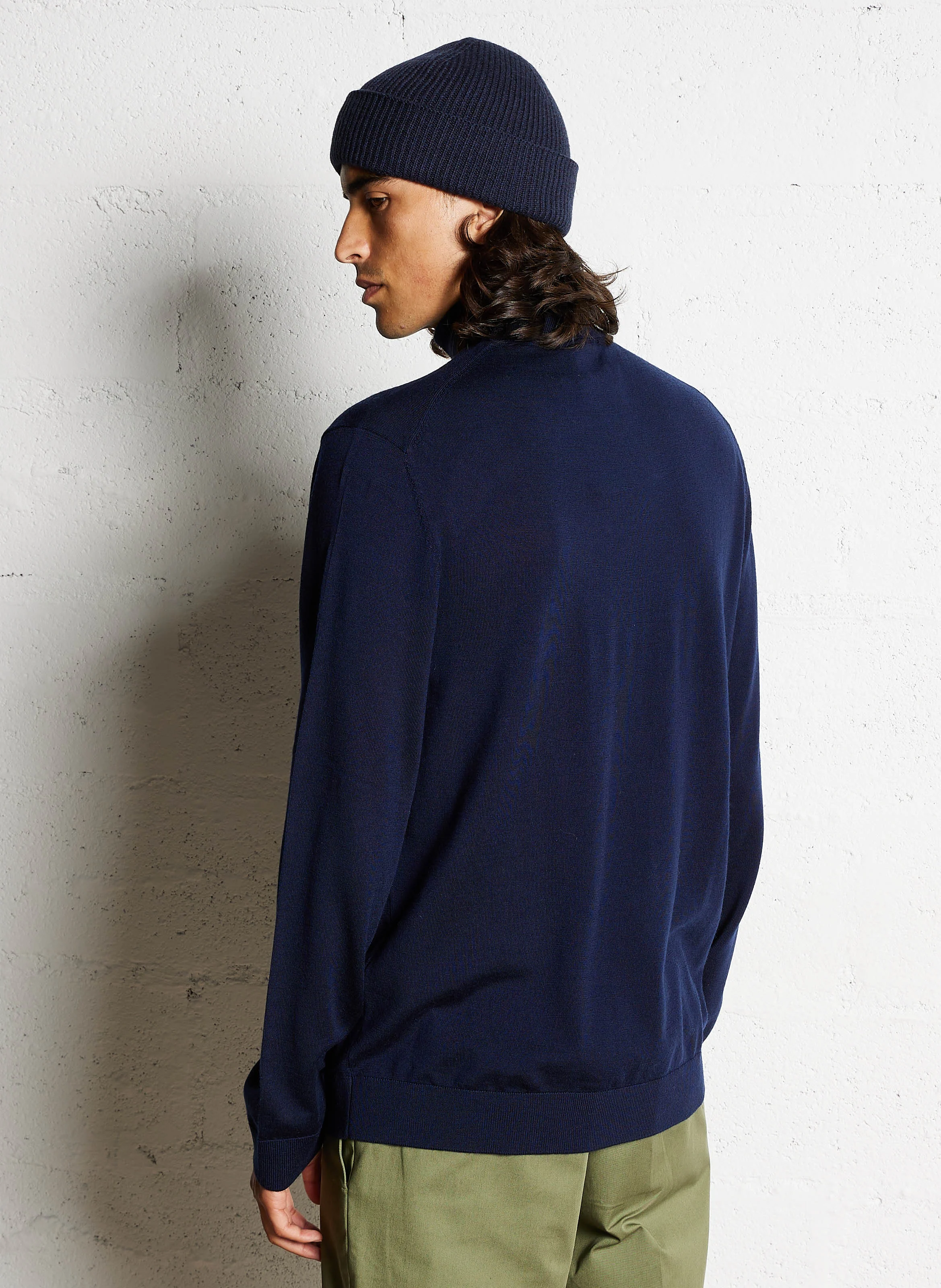 TRAY - Col roulé regular-fit en laine mérinos | Bleu