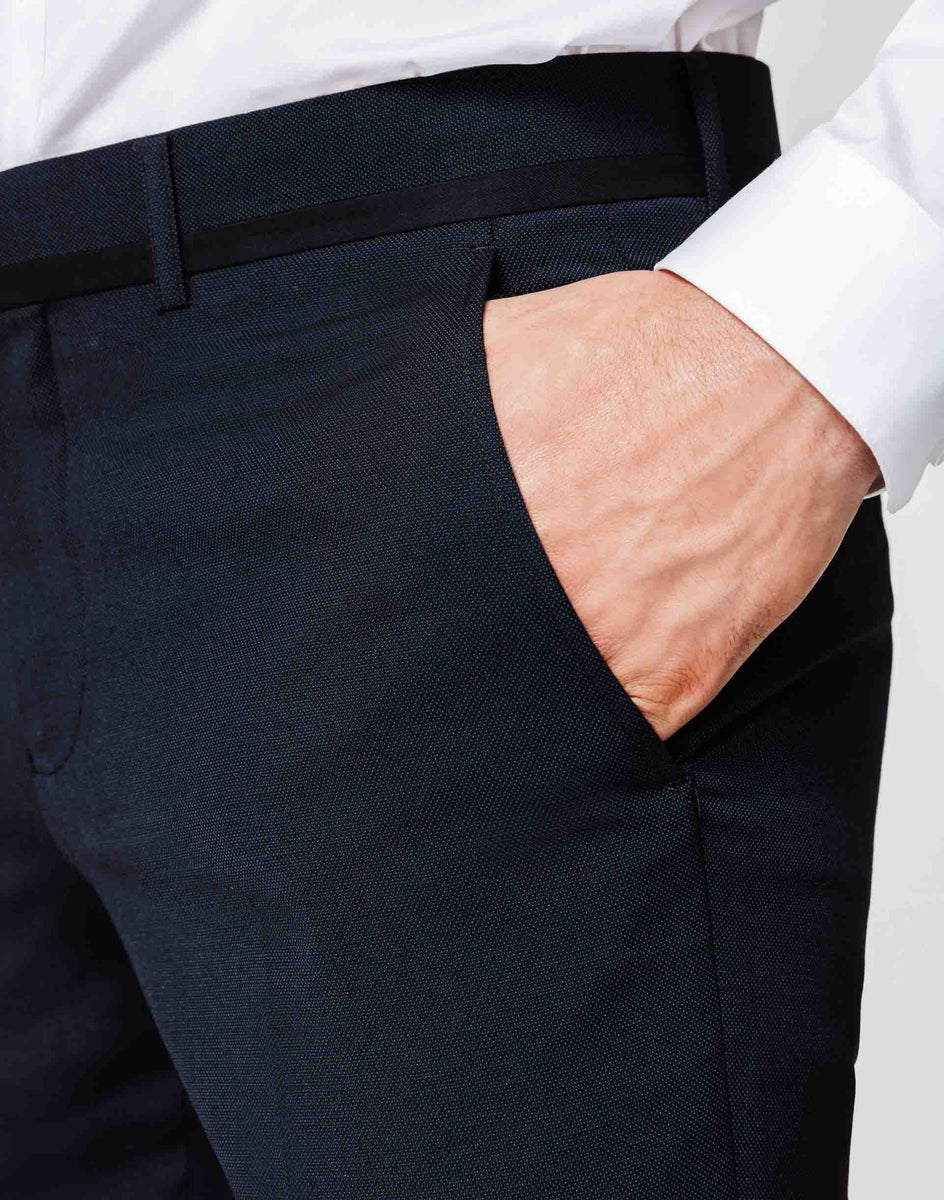 Pantalon micro motif navy