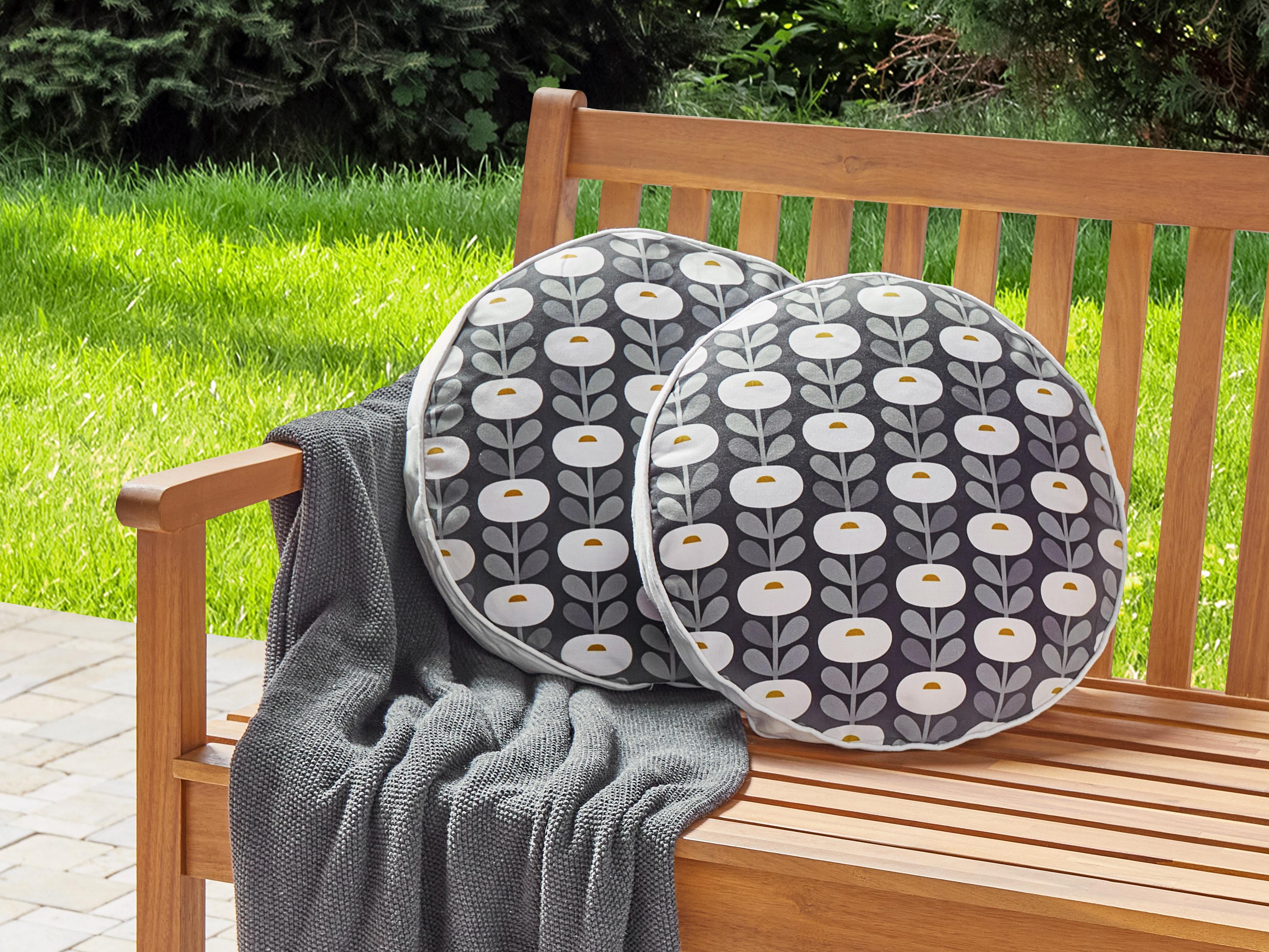 Set van 2 tuinkussens VALSORDA geometrisch patroon 40 x 40 cm Grijs