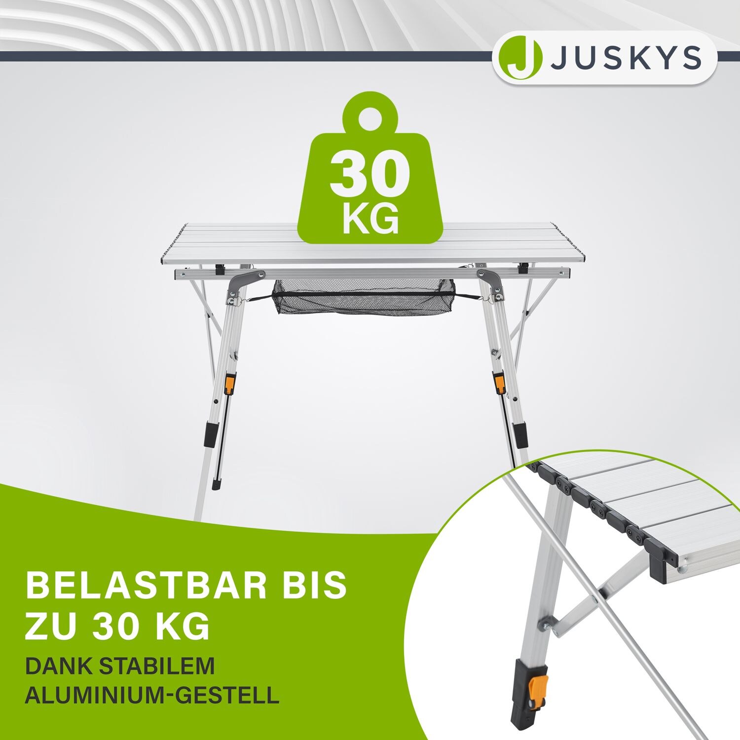 Juskys Campingtisch Picco - Aluminium Tisch klappbar, leicht - Camping, Garten - Klapptisch Silber