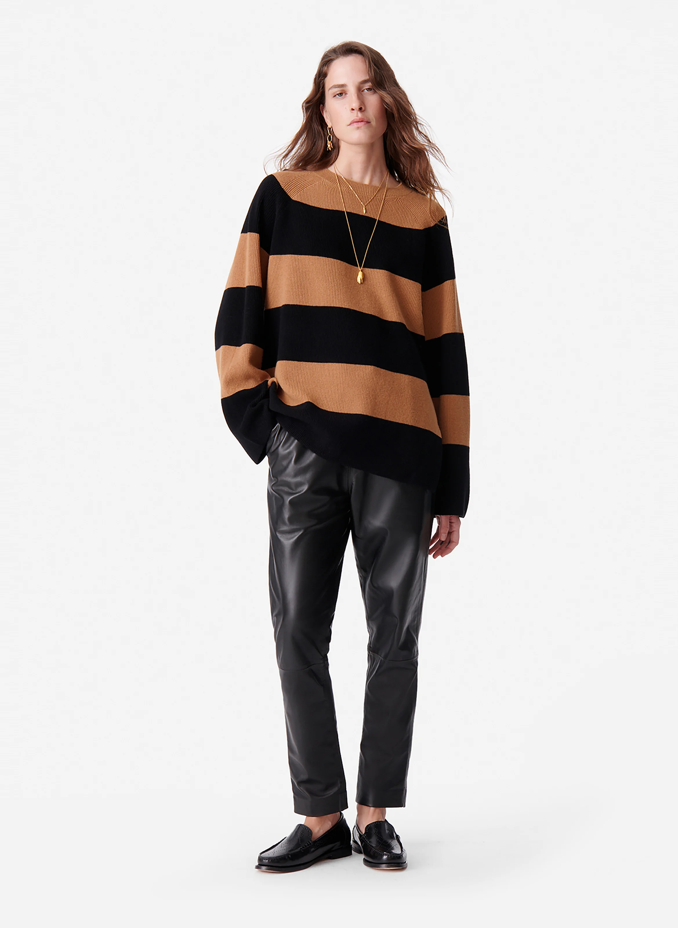 DANIA - Pull col rond ample en laine | Multicolore