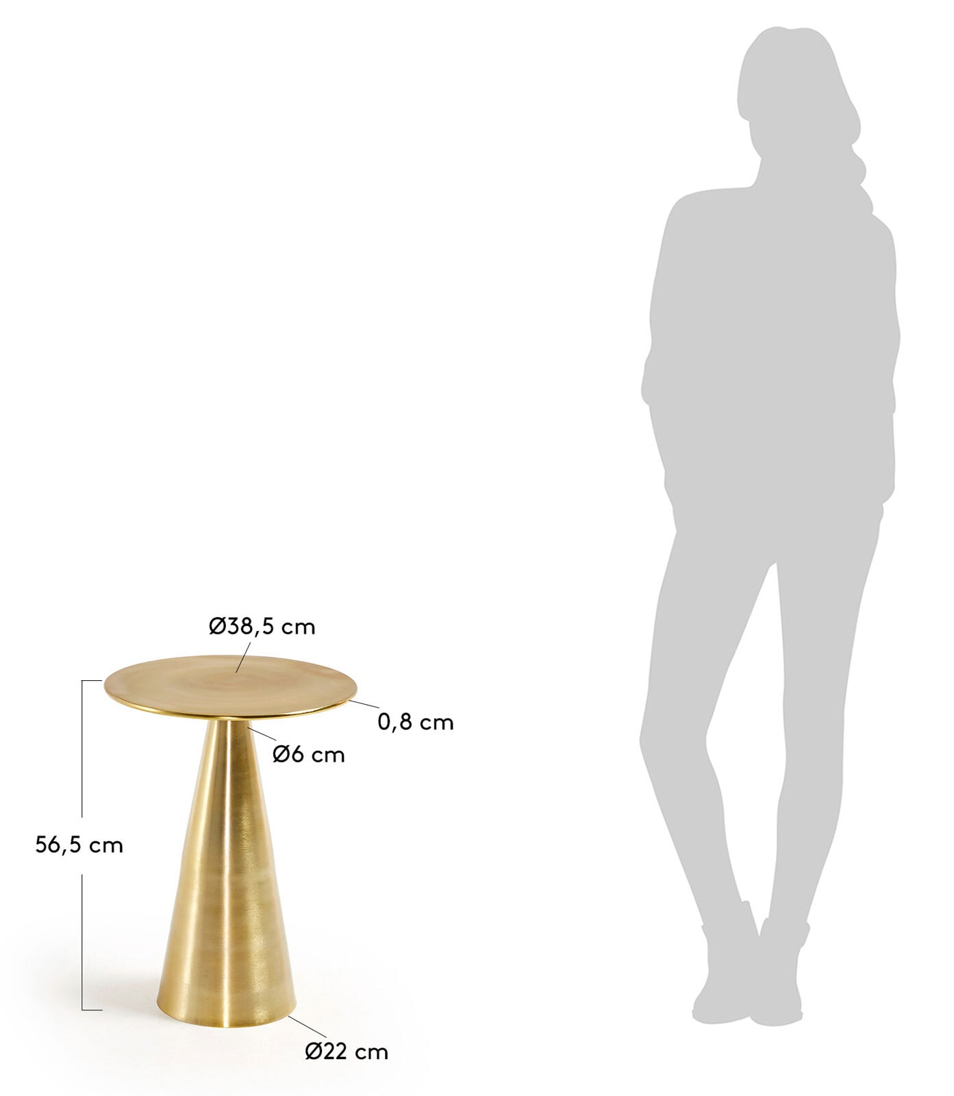 Kave Home Beistelltisch rund RENE 39 cm goldfarbig