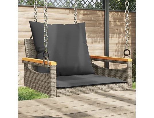 VIDAXL - Balancelle avec coussins gris 63x62x40 cm résine tressée