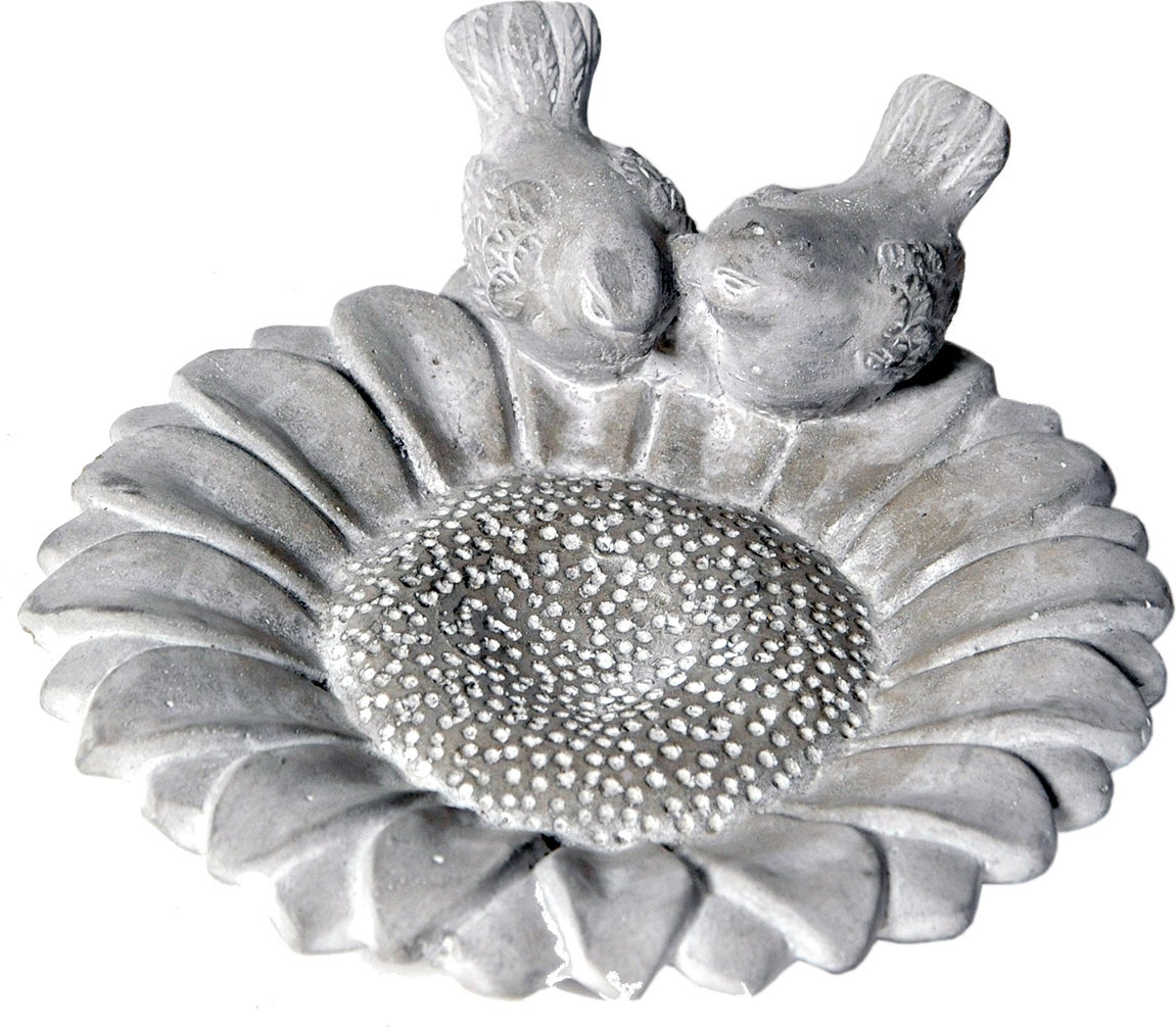 Mega Collections vogelbad zonnebloem grijs 31 x 27 x 7,5 cm