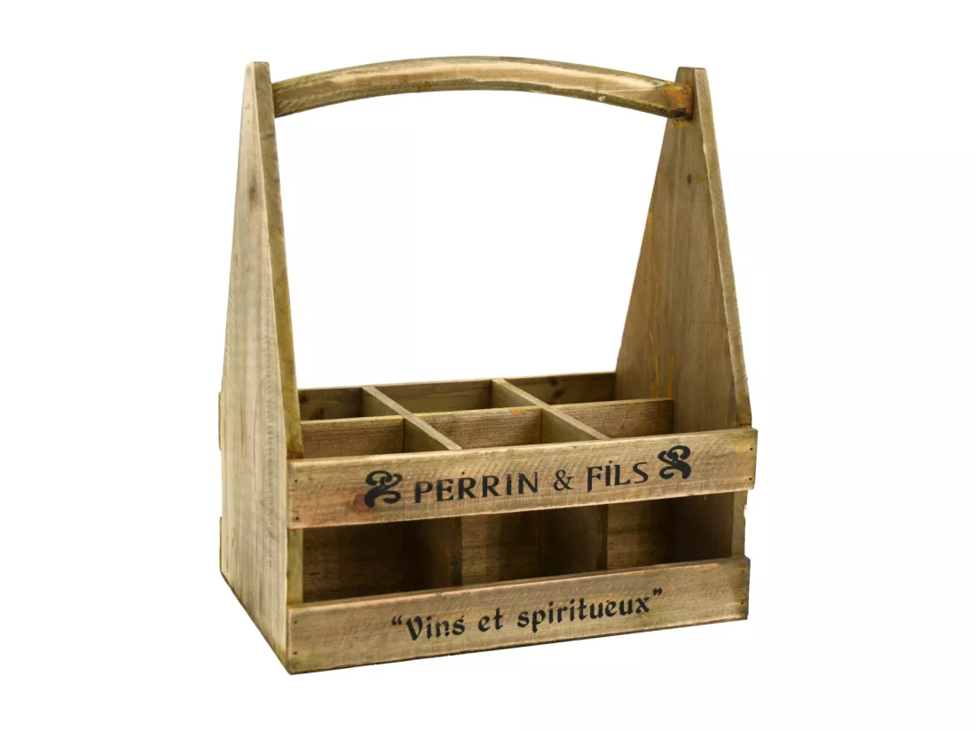 Porte-bouteilles en bois vieilli Perrin & fils