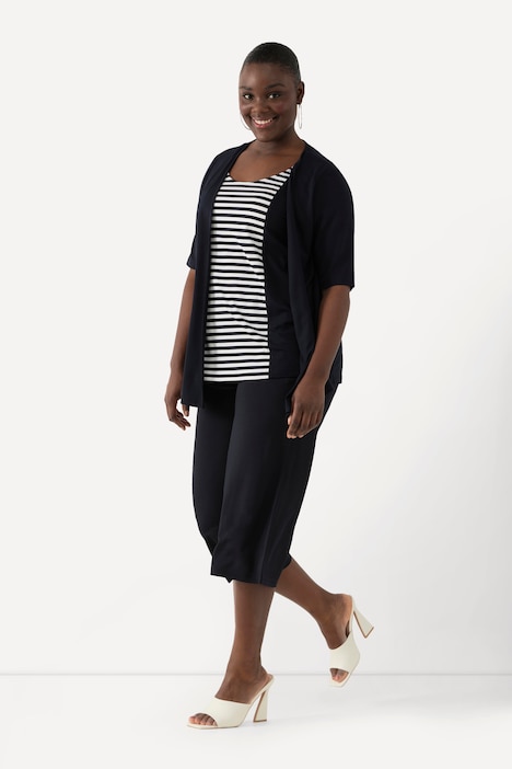 Slinky-Culotte, wadenlang, weites Bein, Elastikbund