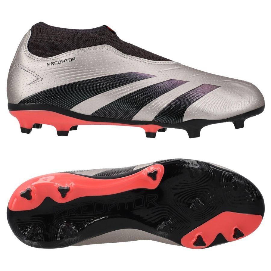 adidas Predator League Laceless FG Vivid Horizon - Argenté/Aurora Black/Turbo Enfant