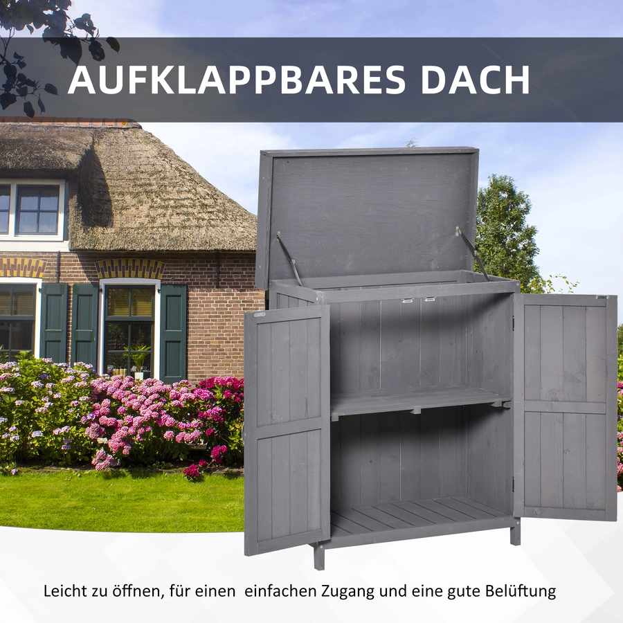 Outsunny Geräteschrank mit 2 Fächer natur