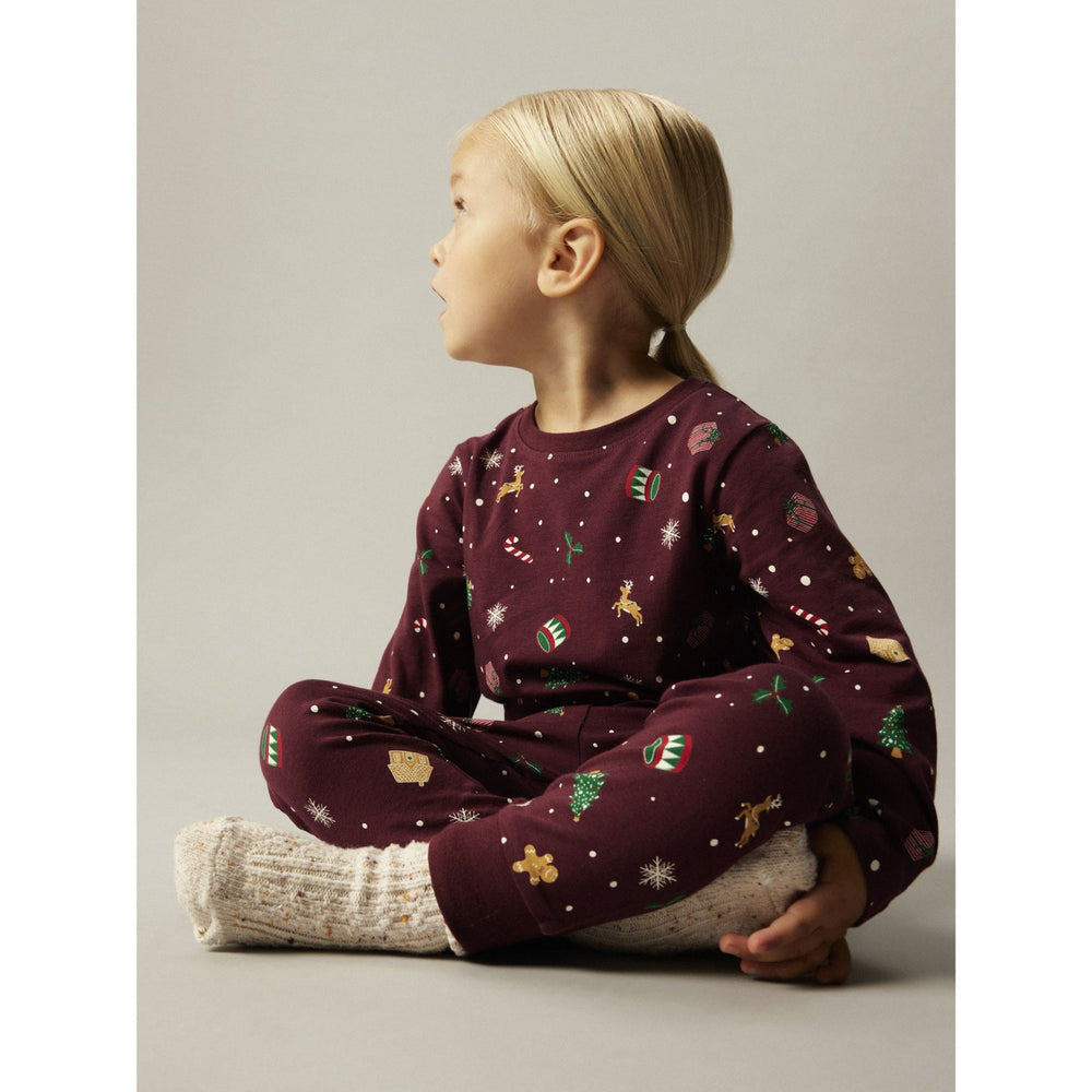 Køb Name It Jule Nattøj sæt Burgundy Xmas AOP