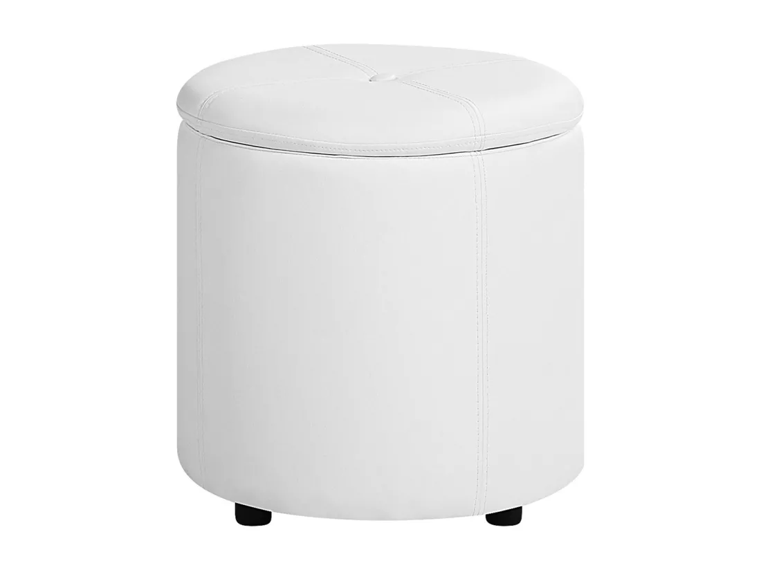 Pouf coffre en cuir PU blanc MARYLAND