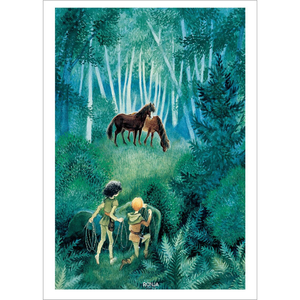 Køb Poster & Frame Astrid Lindgren - Horses In The Woods - Ronja The Robbers Daughter