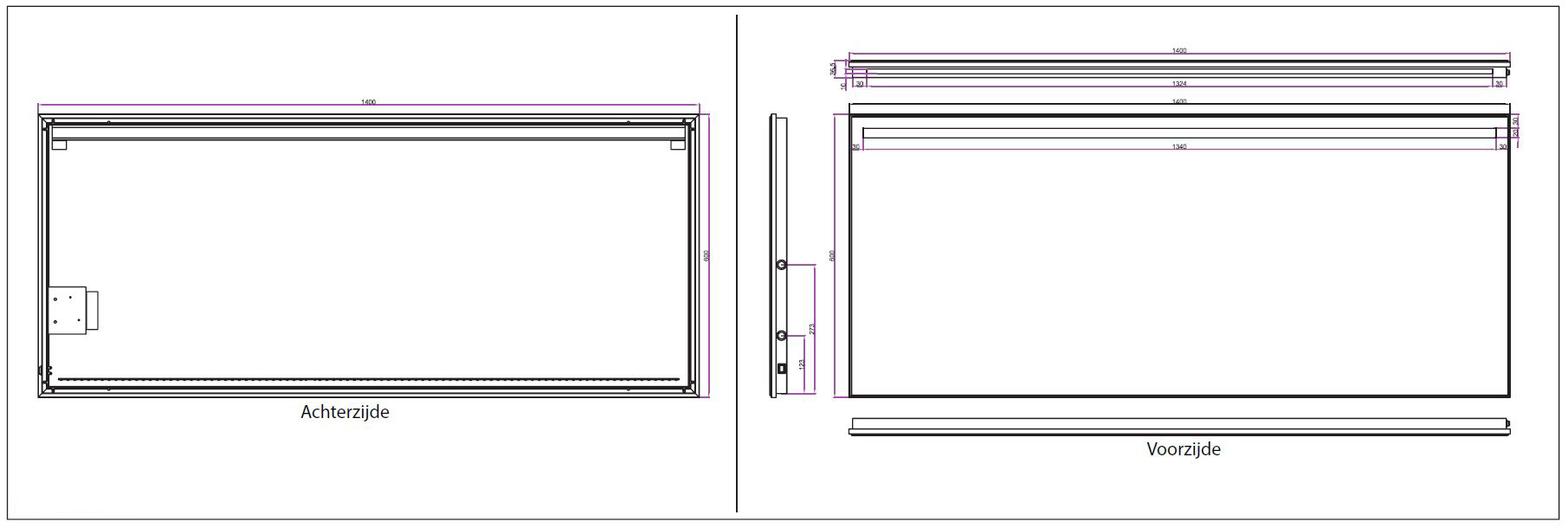 Mueller Beam spiegel met LED verlichting condensvrij 140x60cm
