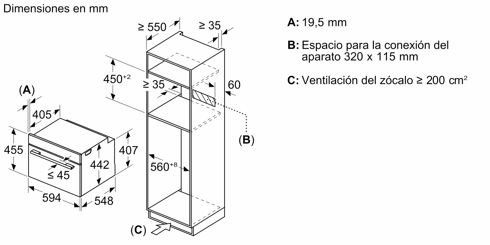 Forno compacto Série 8 com micro-ondas 60 x 45 cm Preto CMG7241B1