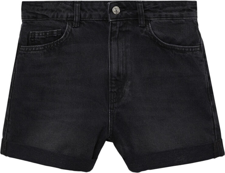 MANGO Mom-fit denim shorts Open grey