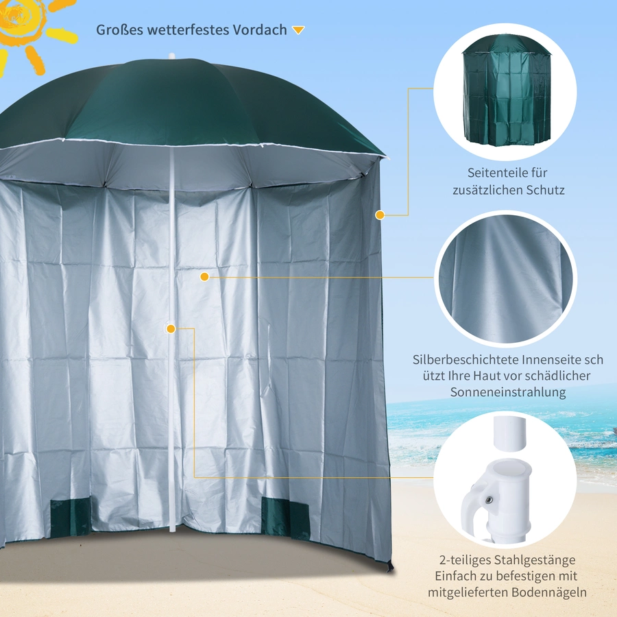 Outsunny Sonnenschirm mit Seitenwand grün