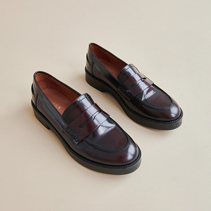 Mocassins  en cuir glacé bordeaux