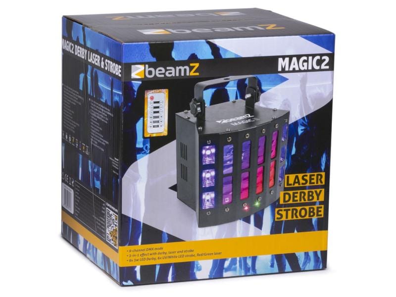 BeamZ Lichteffekt Magic2 3-in-1 Lichteffekt mit Derby-Effekt, Laser und Stroboskop