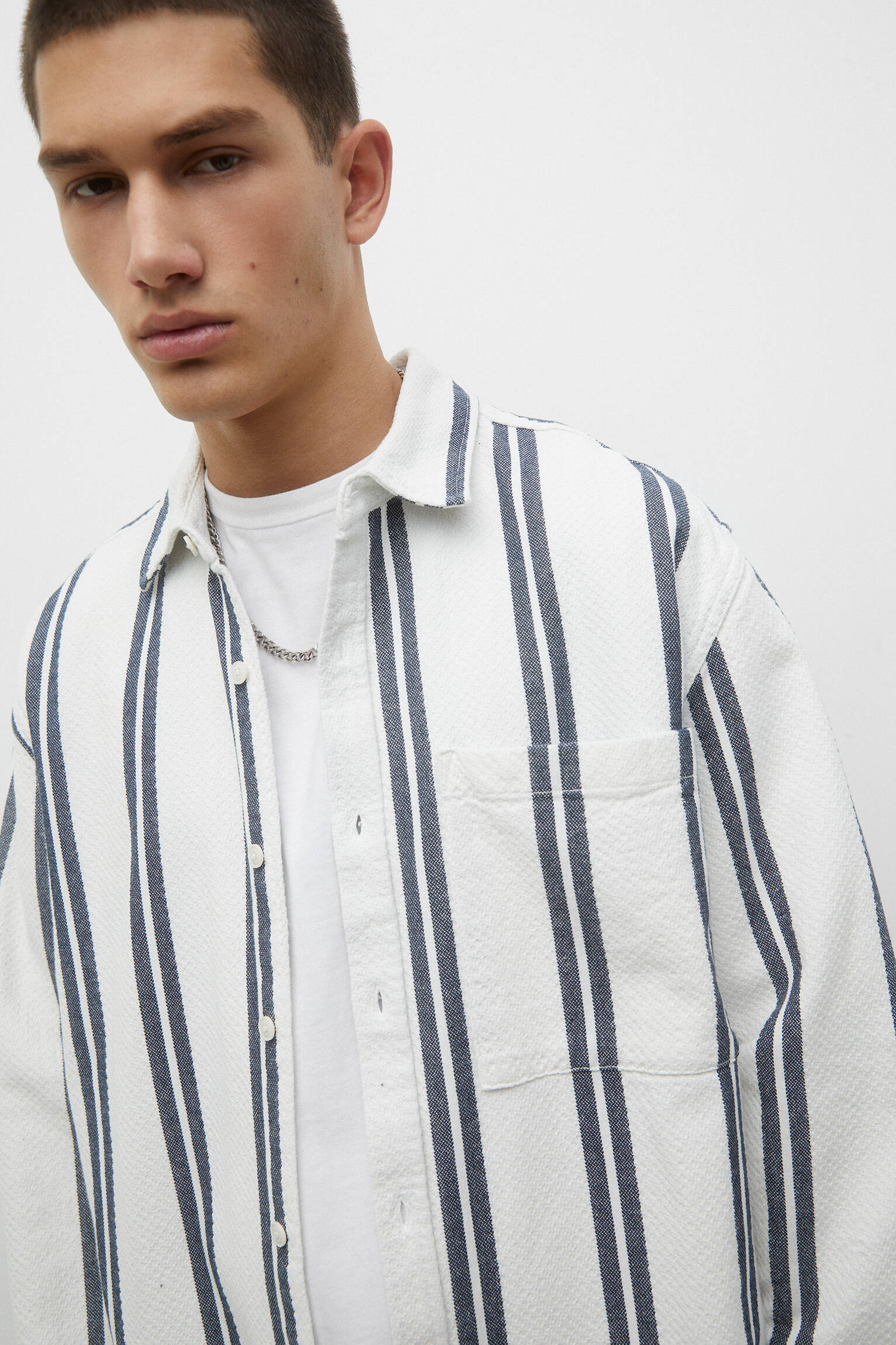 CAMISA LISTRADA - BRANCA SUJA