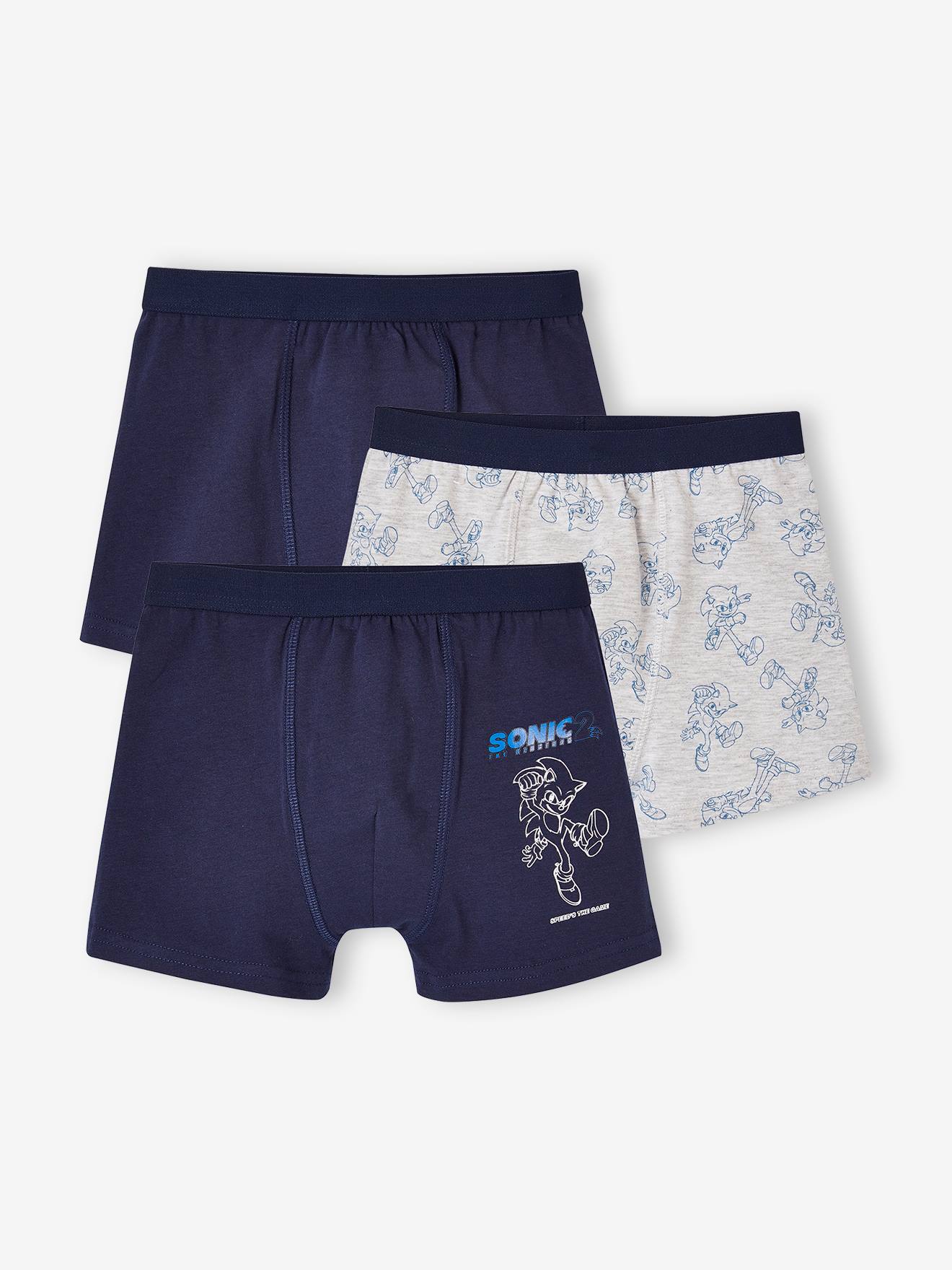 Conjunto de 3 cuecas boxer azul-marinho Sonic® para meninos