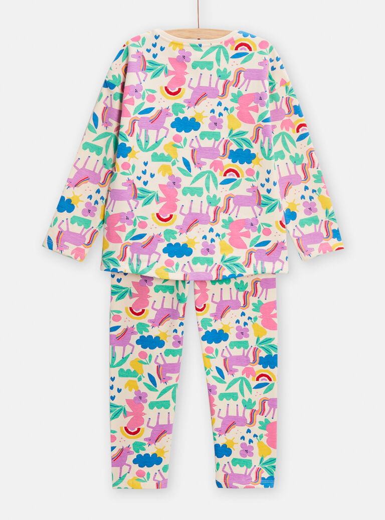 Pyjama écru imprimé graphique pour fille