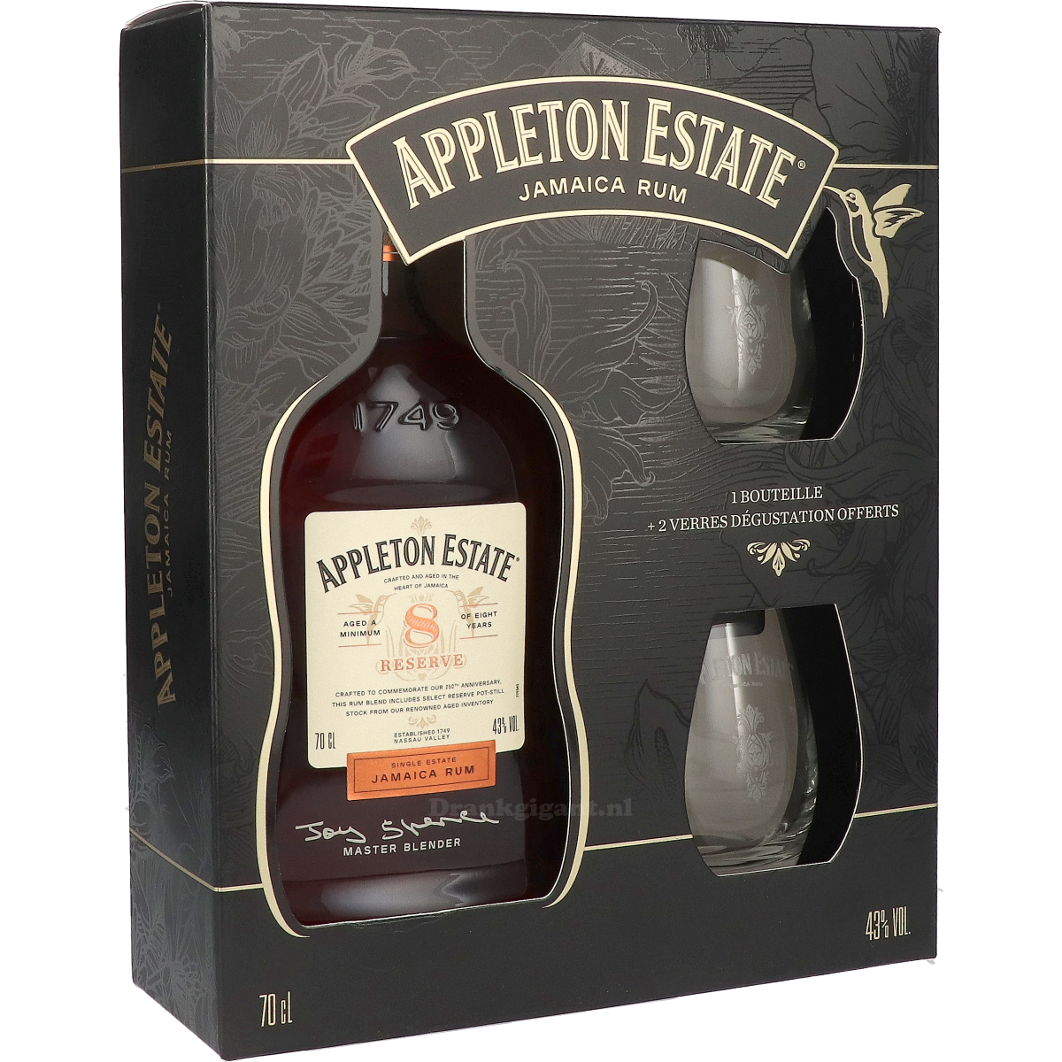 Appleton Estate 8 Years Cadeaupakket Met 2 Glazen 70 cl