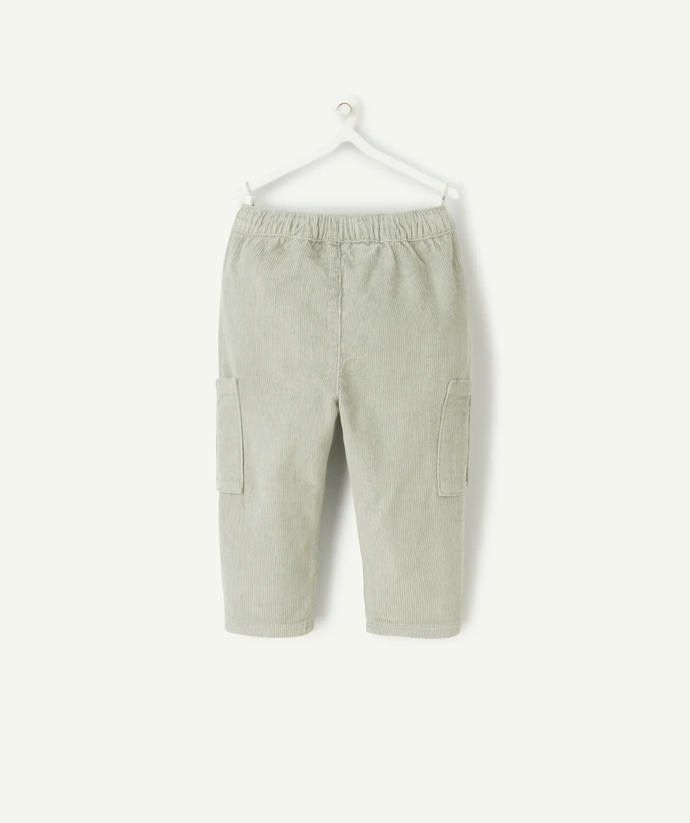 PANTALON DROIT BÉBÉ GARÇON EN VELOURS CÔTELÉ SAUGE
