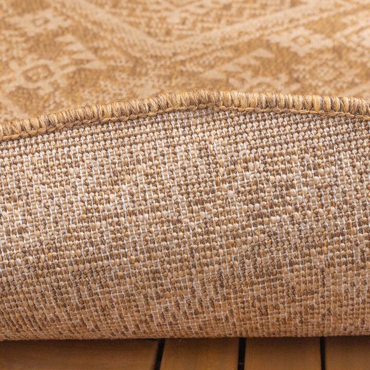 Rond jute buitenkleed - Mavi Medaillon Bruin/Creme