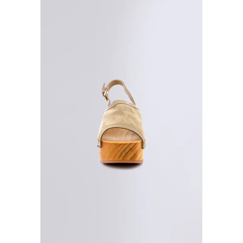 KICK WEDGE WOOD BEIGE CLAIR SANDALES Cuir Femme