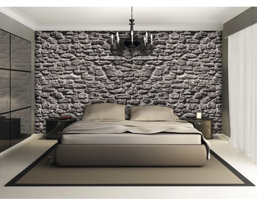 Vliesbehang 1930 VEXXL stenen muur grijs 3-delige set 312 x 219 cm