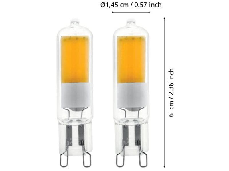 EGLO Leuchten Lampe 2 W G9 Neutralweiss LED Leuchtmittel-Set aus klarem Glas