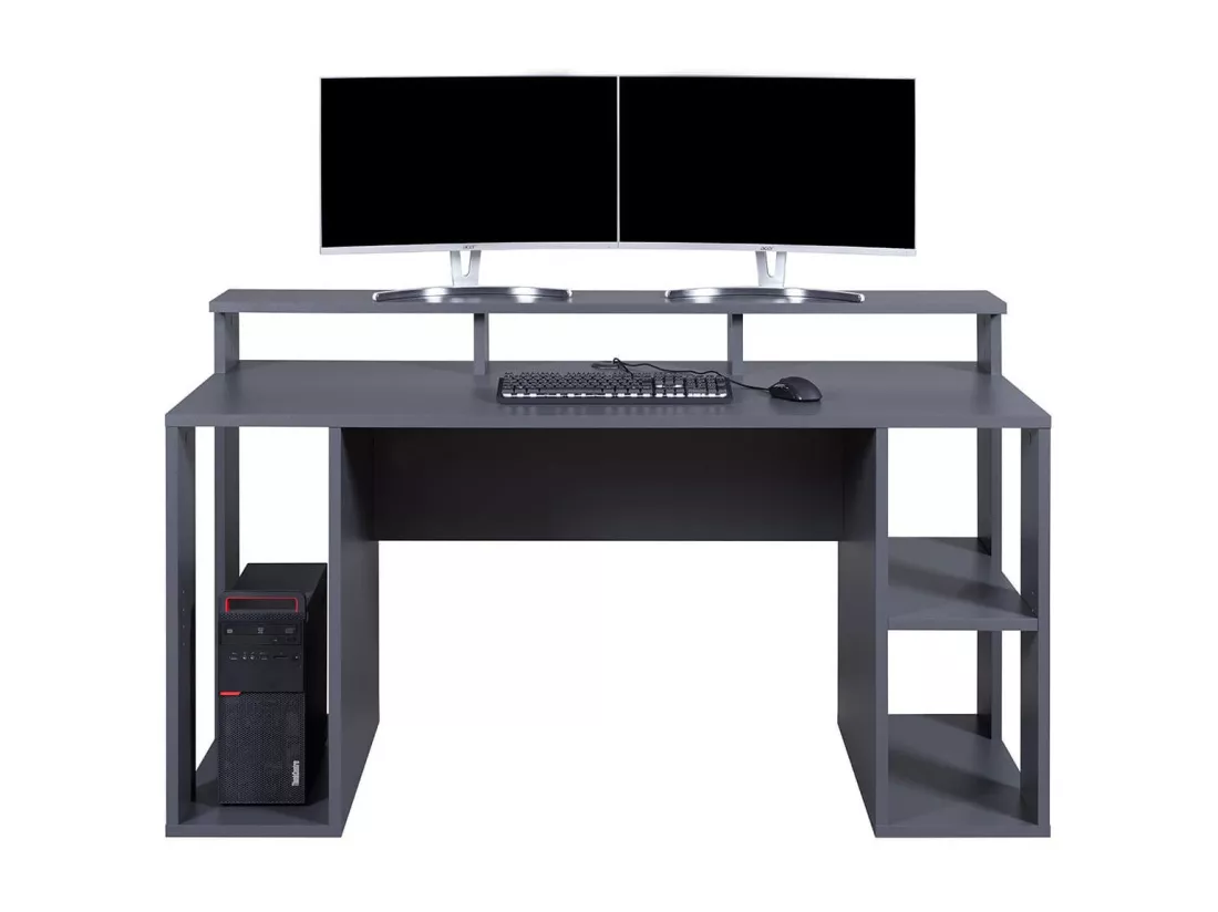 MARIO - Bureau Gamer Multi-Rangement Anthracite
