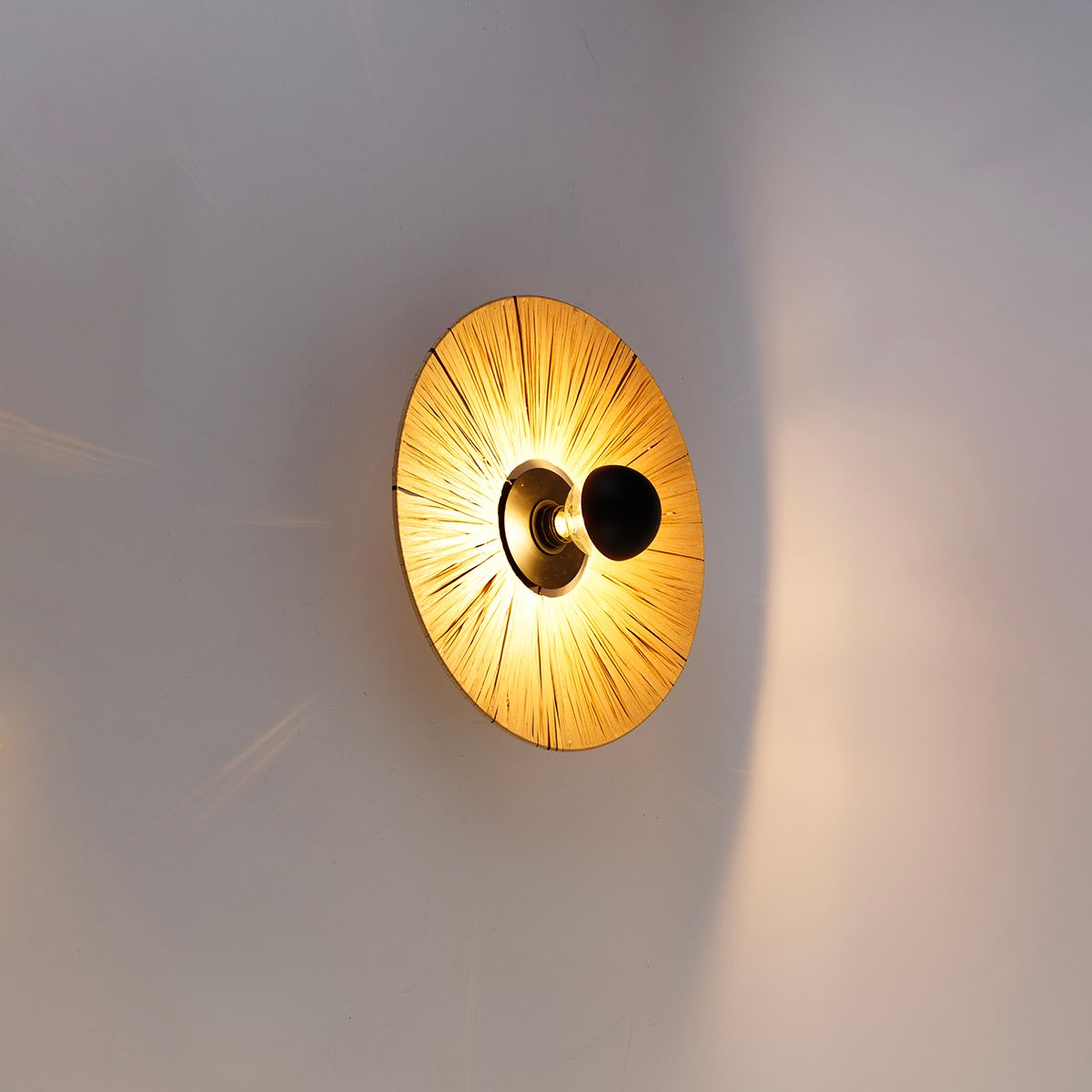 Landelijke wandlamp zwart met touw 45 cm - Leia