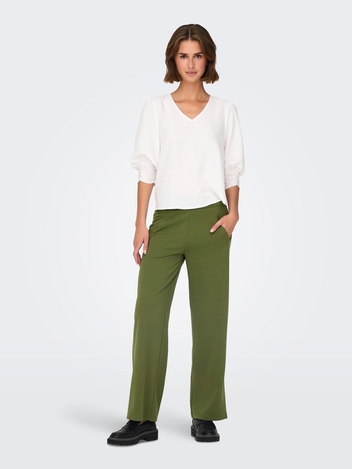 JDYLOUISVILLE Hohe Taille Weiter Beinschnitt Hose mit weitem Beinschnitt Winter Moss