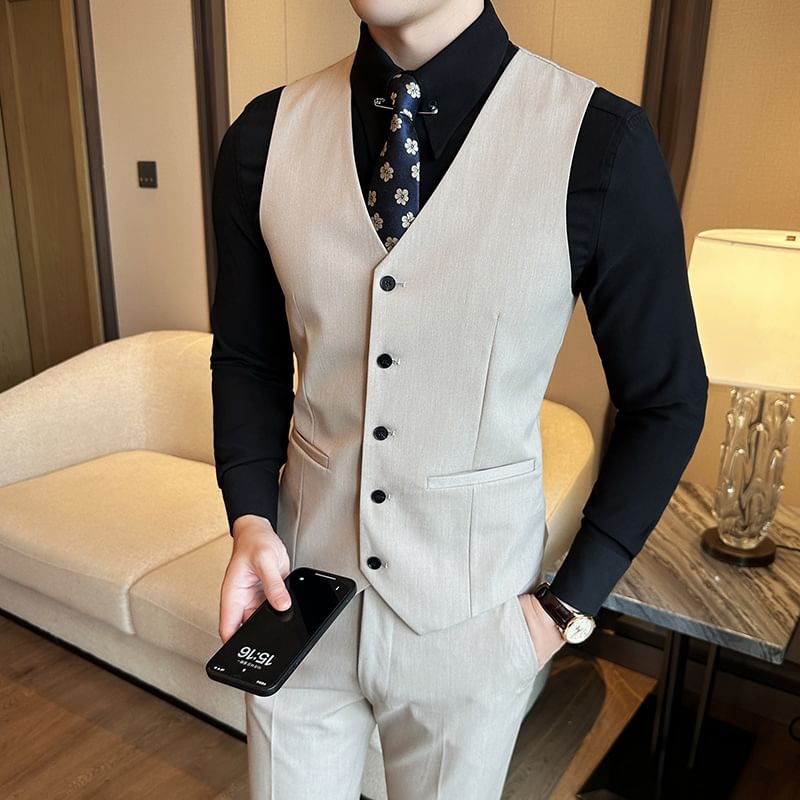 Blueforce - Set: effen enkelrijs vest + cropped taps toelopende pantalon