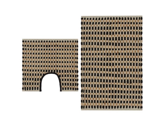 VIDAXL - Tapis de bain Tapis de salle de bain tissés à la main jute naturel et noir