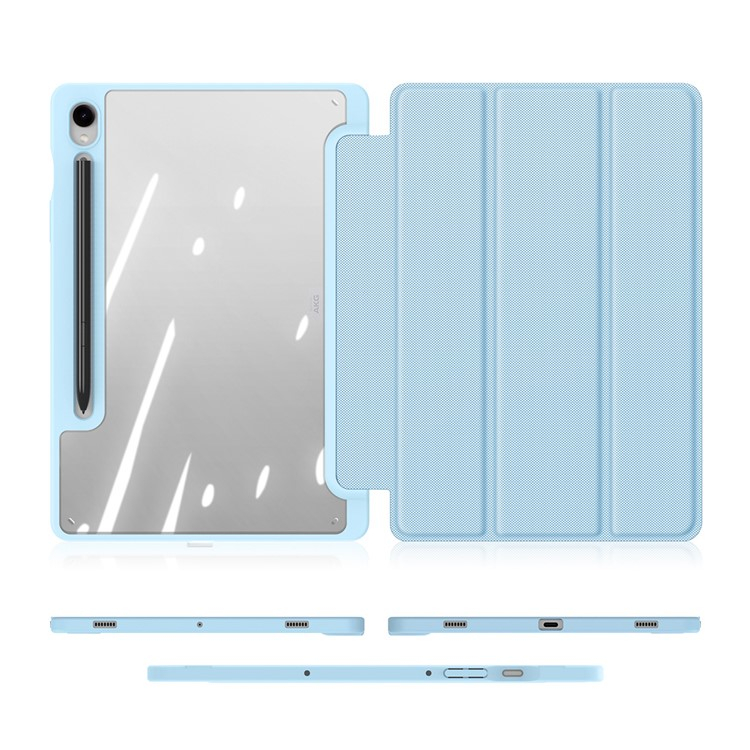 Samsung Galaxy Tab S9 Leder Tasche Smart Cover Schutzhülle   S-Pen Halter - Blau