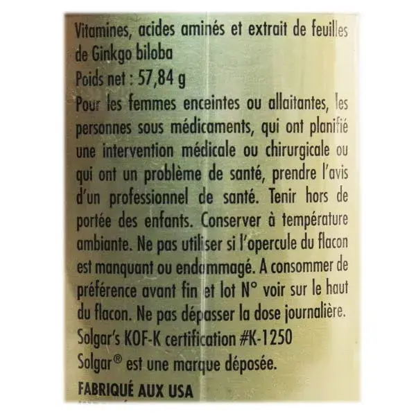 Solgar Neuro Nutrientes - 60 cápsulas vegetais
