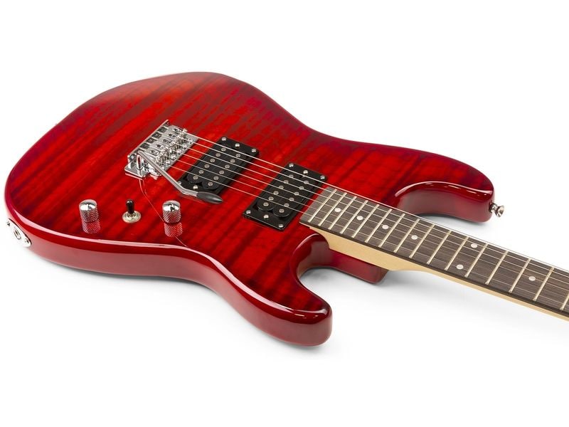 MAX E-Gitarre GigKit Quilted Style Rot E-Gitarre mit Zubehör