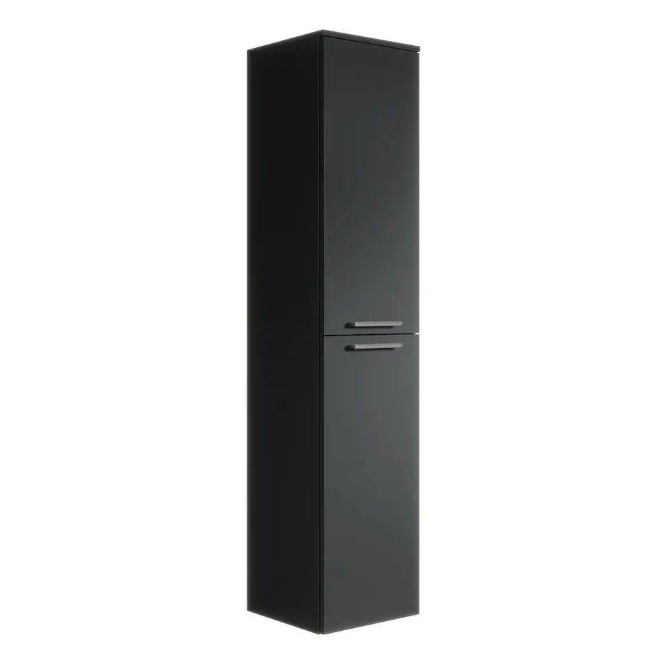 Badplaats Badkamerkast Venus 30 x 30 x 160 cm - Zwart - Hangende Kolomkast met
