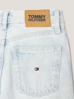 Calça jeans de perna larga descolorida