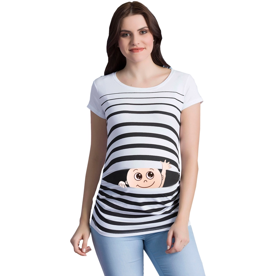 M.M.C. Umstandsshirt Winke Winke mit Motiv Weiß