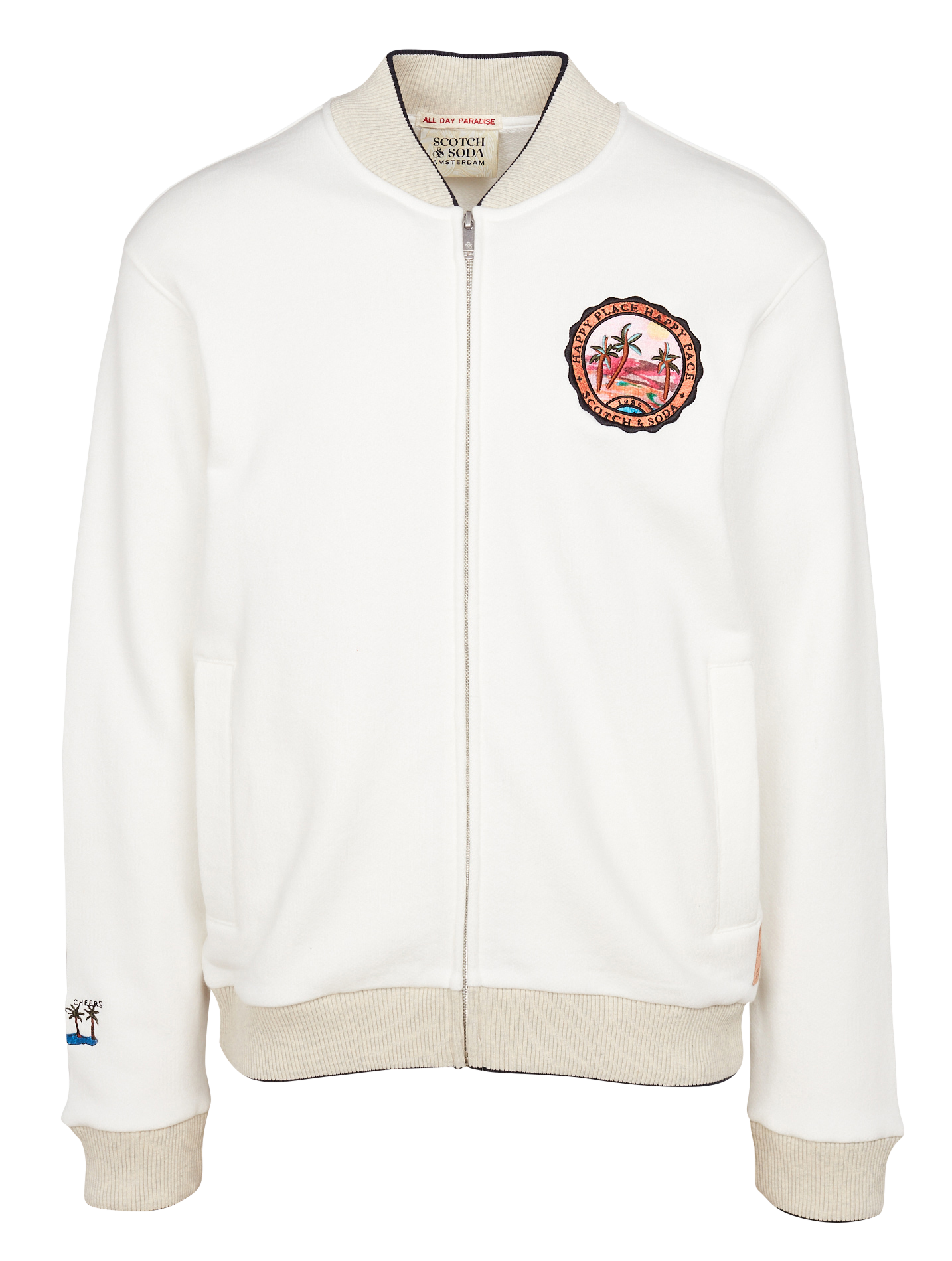Blouson col rond regular fit en coton biologique | Blanc