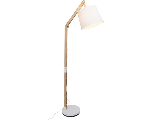 Carlyn 1-lichts staande lamp, Ø 30 cm, grenen/wit